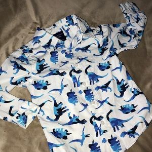 Dinosaur Pattern Kids Button Down Shirt